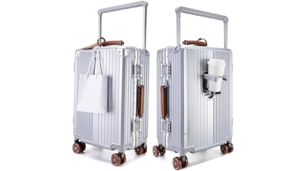 aluminum 24 inch spinner suitcase
