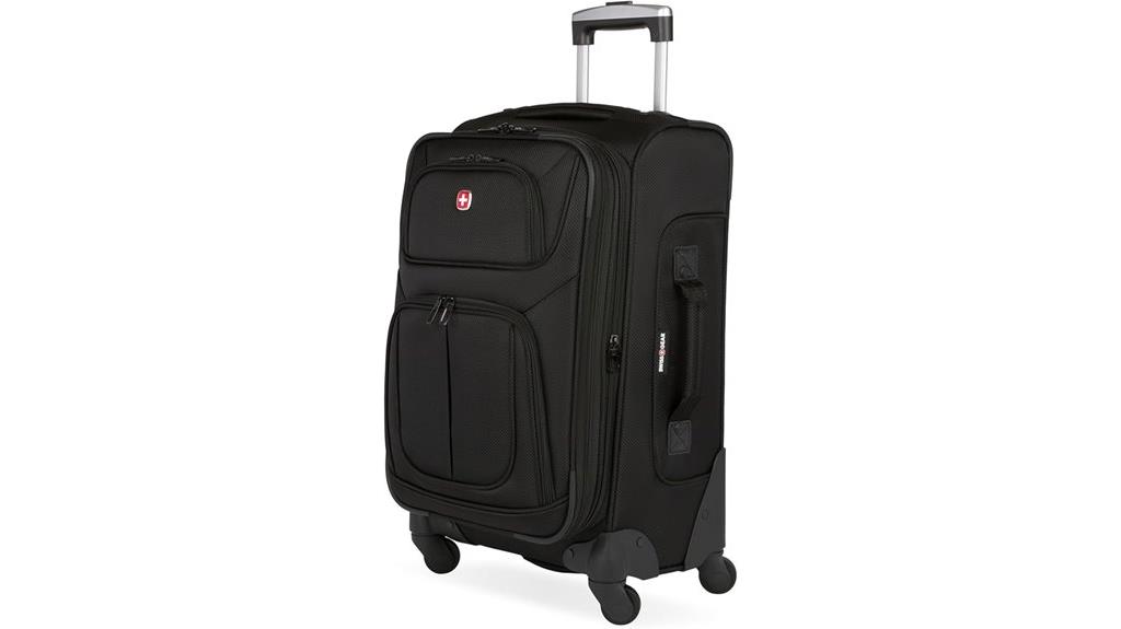 black expandable checked luggage