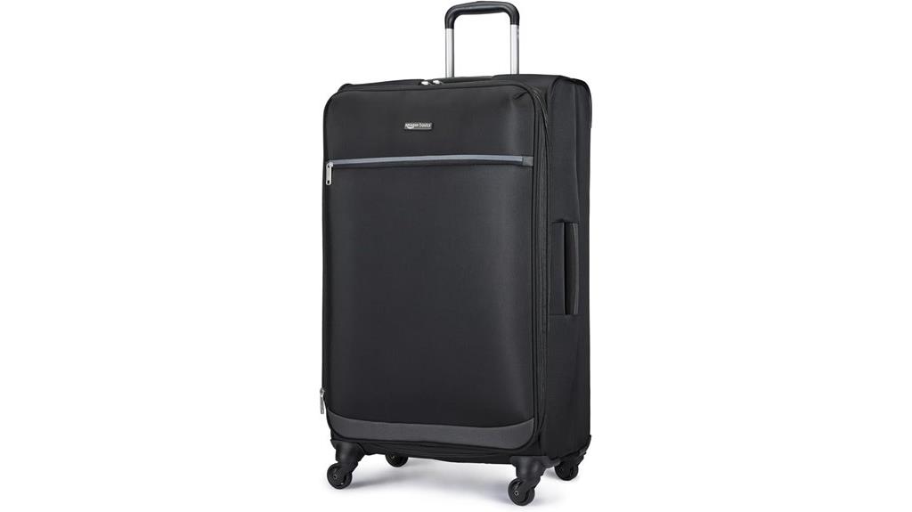 large checked softside suitcase