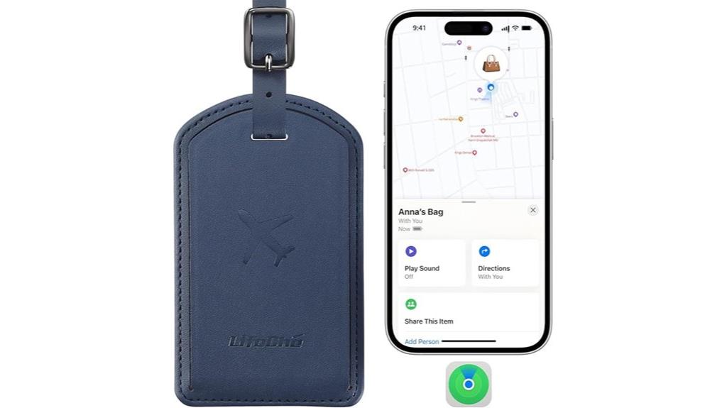 leather luggage with tracker