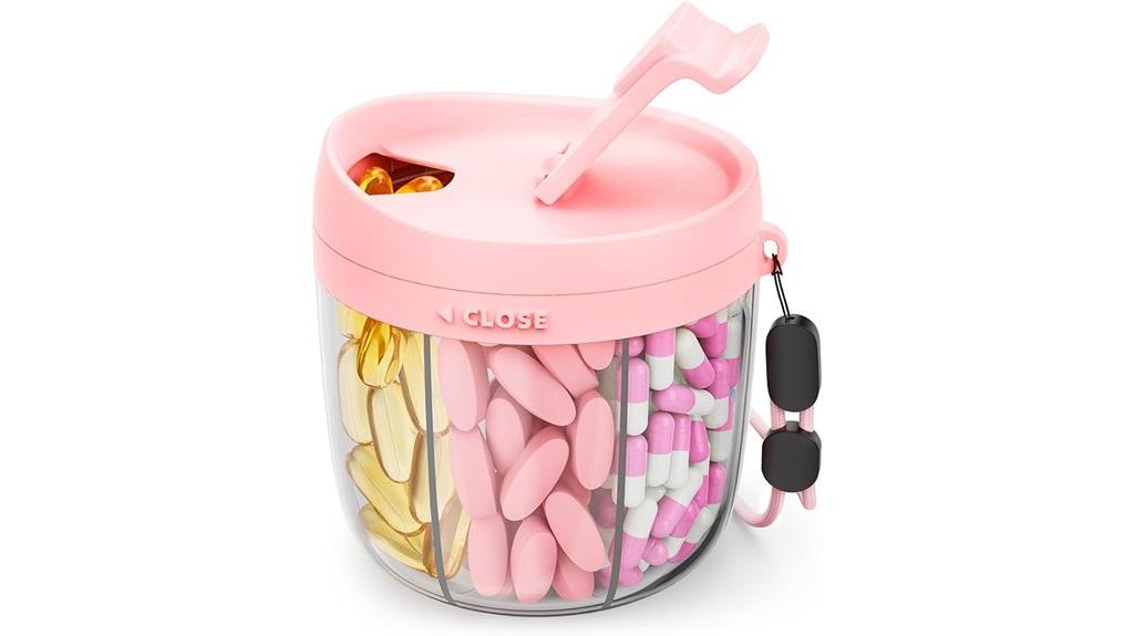 portable 7 compartment pill organizer