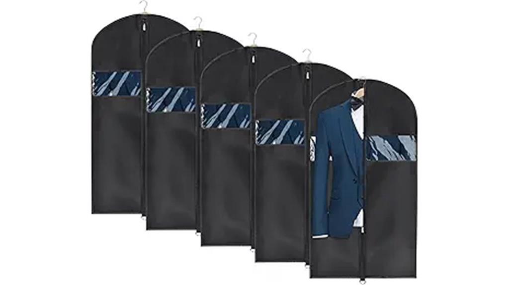 set of five travel garment bags