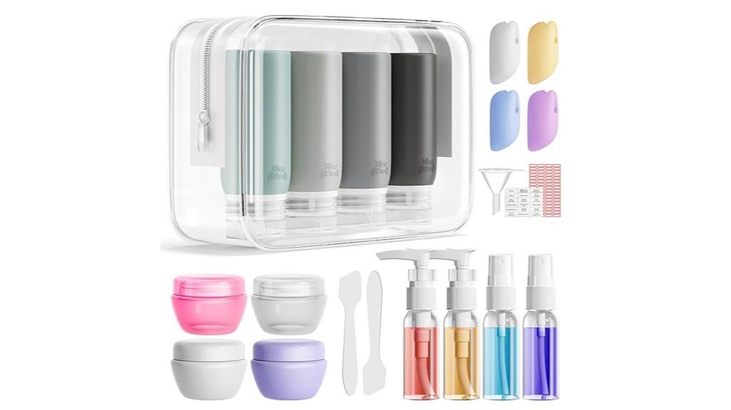 set of twenty one travel bottles