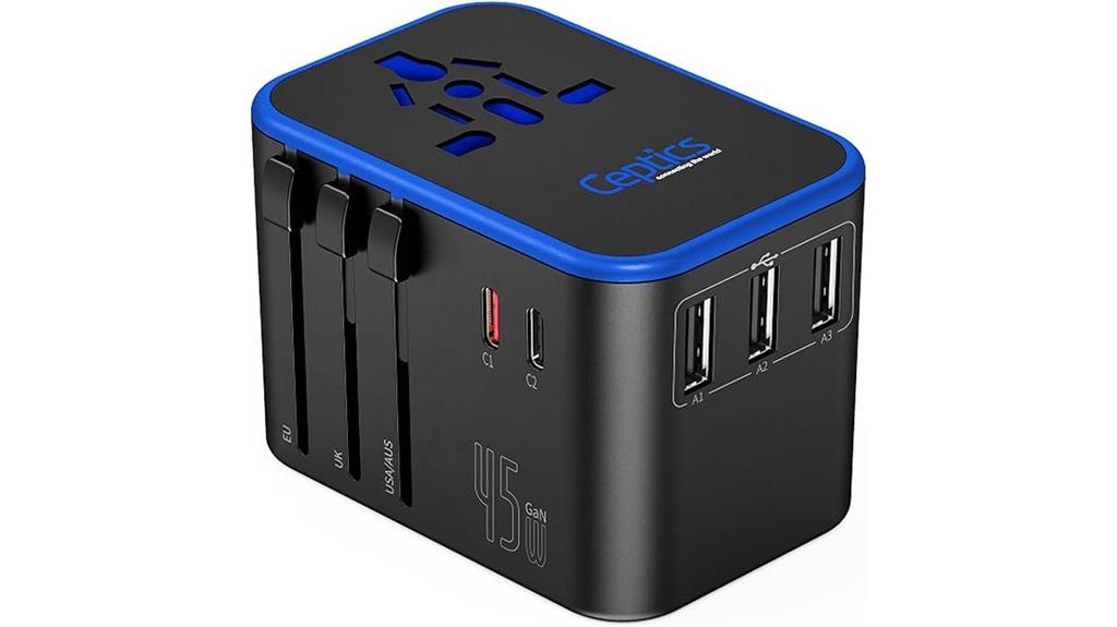 universal travel adapter with dual usb c