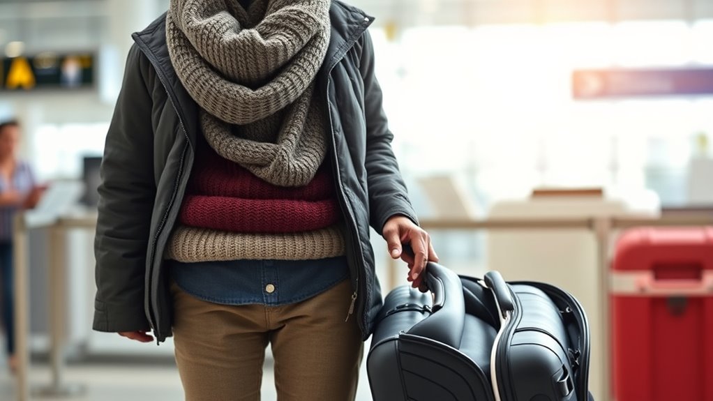 wear heavy clothing during travel