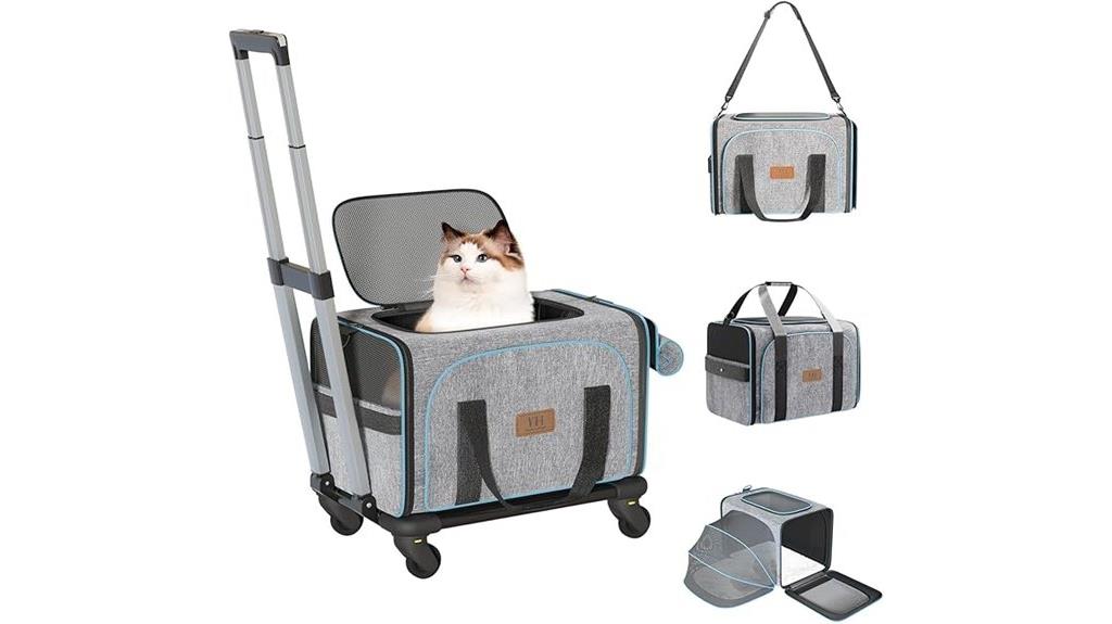 wheeled expandable cat carrier