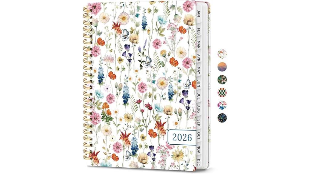 wildflowers spiral hardcover planner