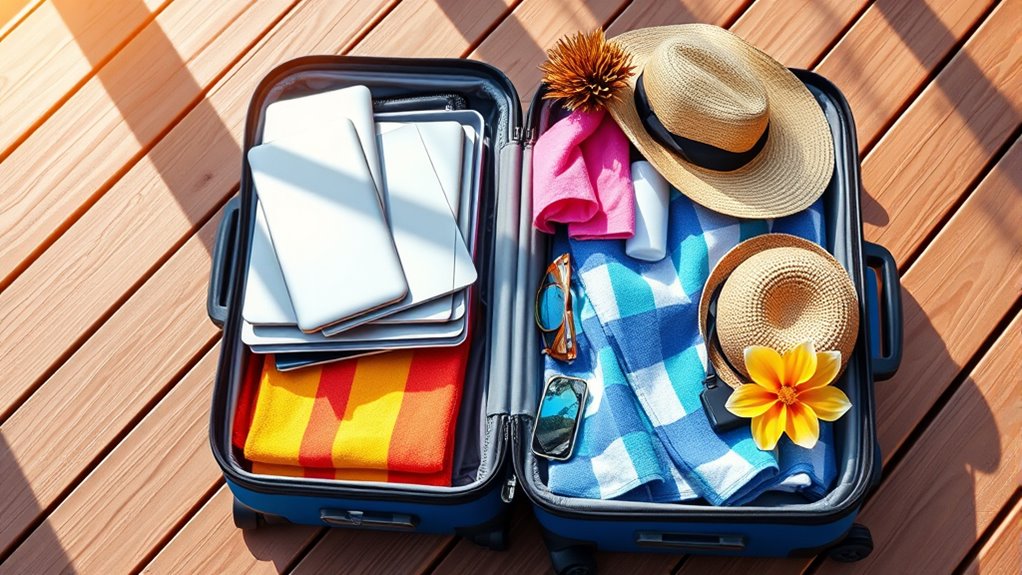 combining work and vacation items