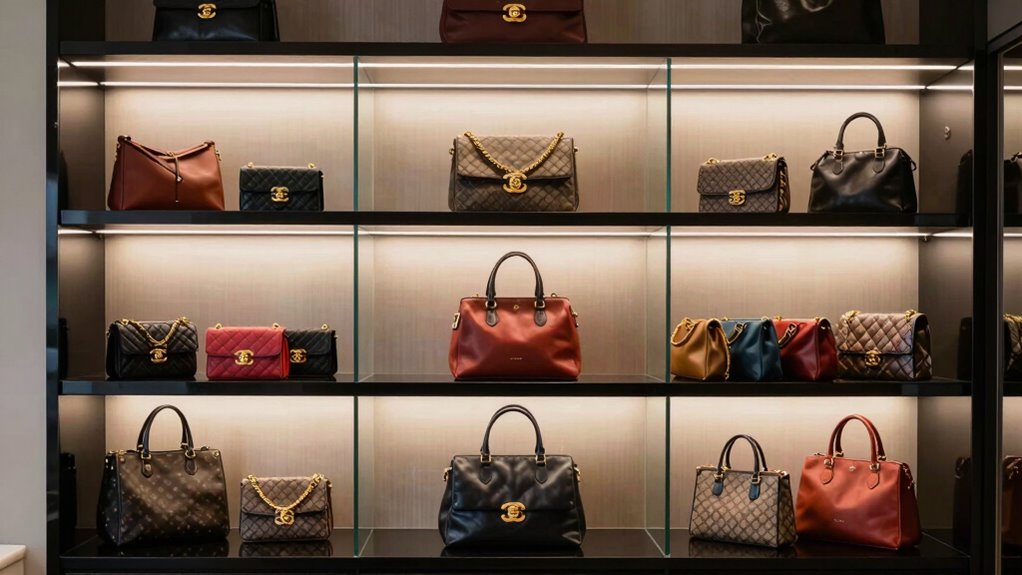 elegant handbag shelf lighting