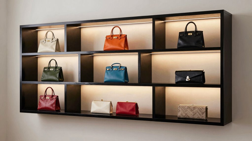 top handbag shelves with leds