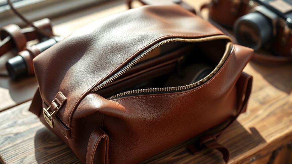 travel ready leather dopp kit
