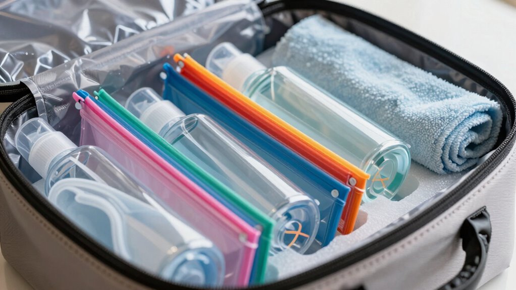 secure organized toiletry packing
